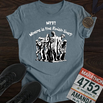 Printify T-Shirt Heather Indigo / S Where is The Finish Line? T-Shirt