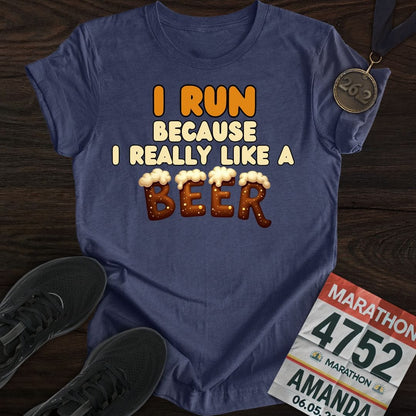 Printify T-Shirt Heather Navy / S Beer Miles T-shirt