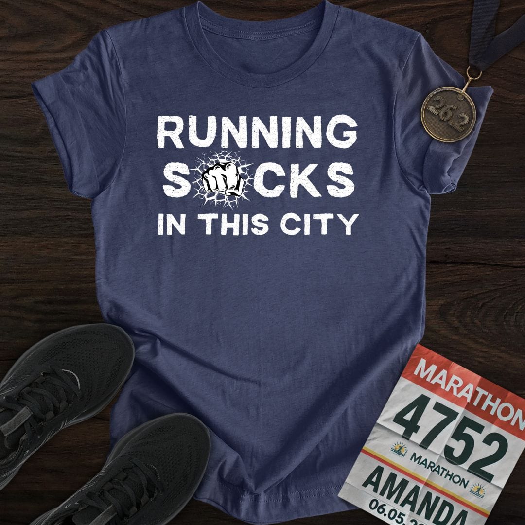 Printify T-Shirt Heather Navy / S City Runs, Zero Fun T-shirt