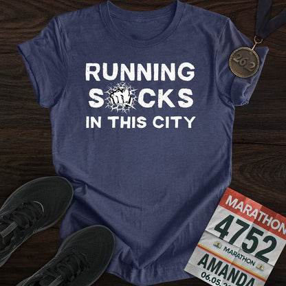 Printify T-Shirt Heather Navy / S City Runs, Zero Fun T-shirt
