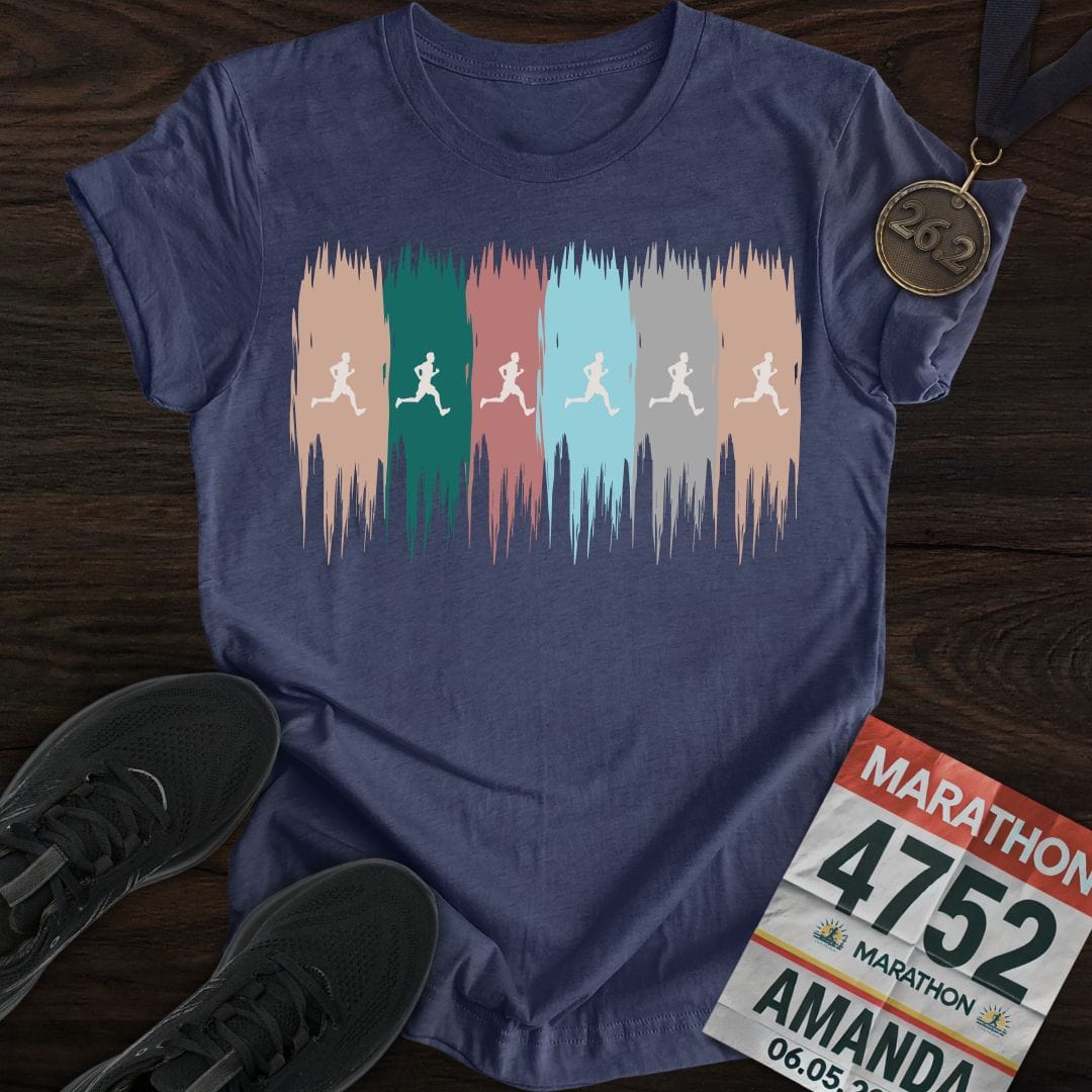Printify T-Shirt Heather Navy / S Colorful Runner T-Shirt