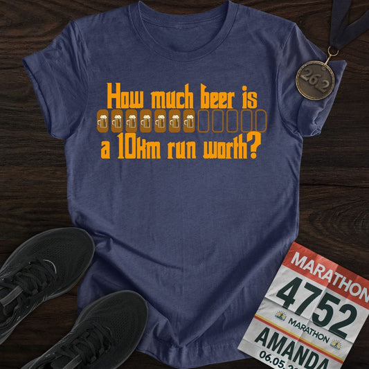 Printify T-Shirt Heather Navy / S Drink Beer and Run 10KM