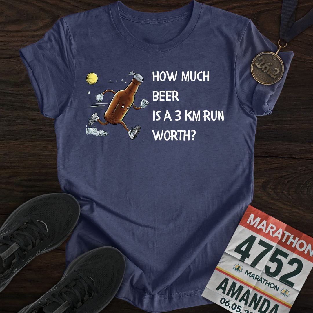Printify T-Shirt Heather Navy / S Drink Beer Run 3KM T-Shirt