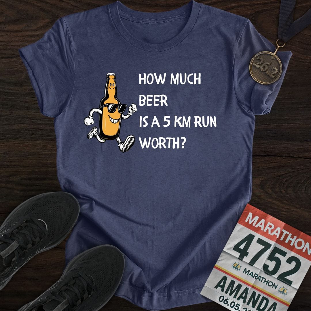 Printify T-Shirt Heather Navy / S Drink Beer Run 5KM T-Shirt