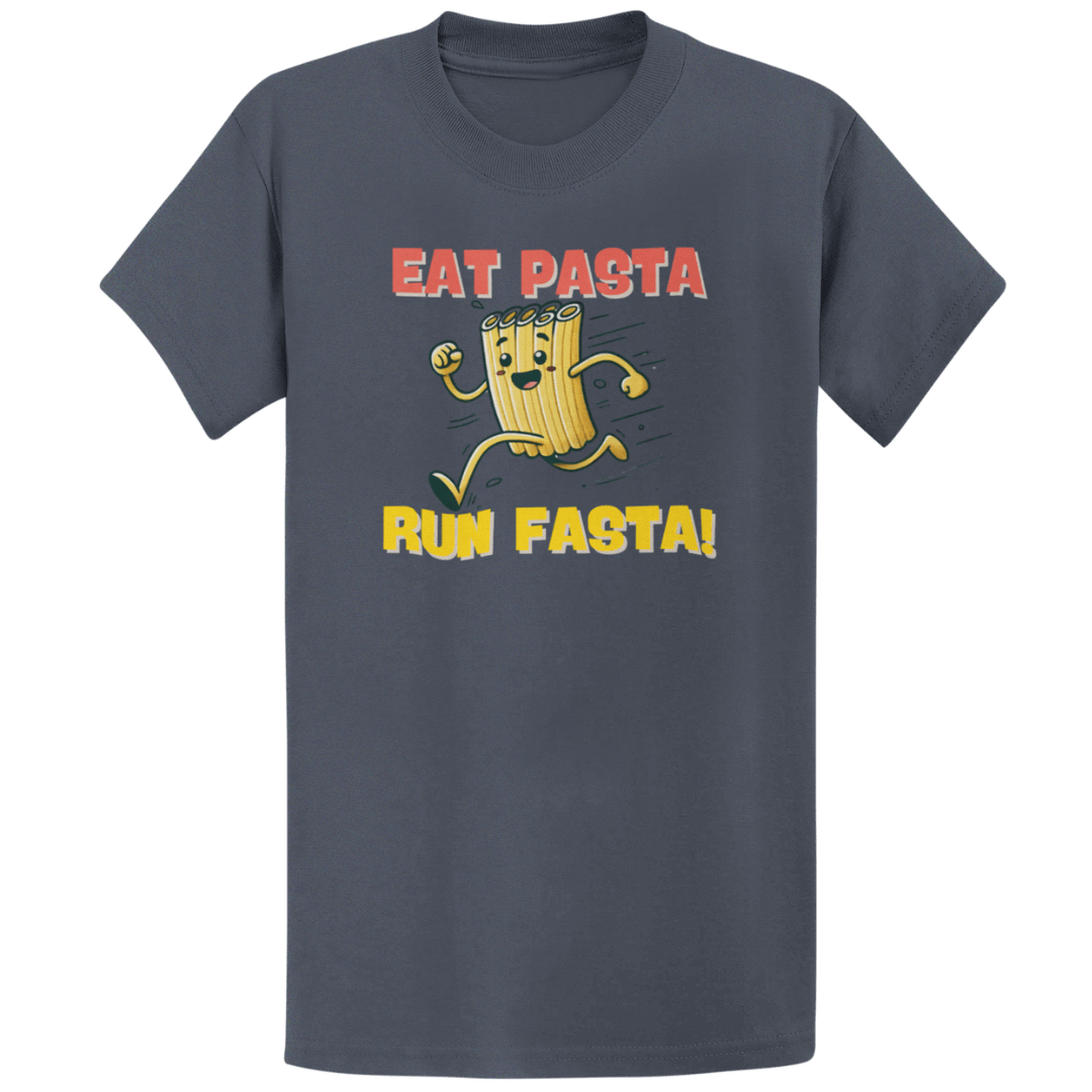 Printify T-Shirt Heather Navy / S Eat Pasta Run Fasta T-Shirt