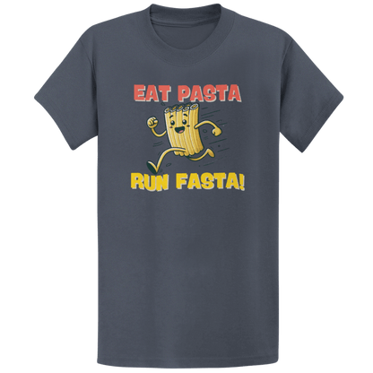 Printify T-Shirt Heather Navy / S Eat Pasta Run Fasta T-Shirt