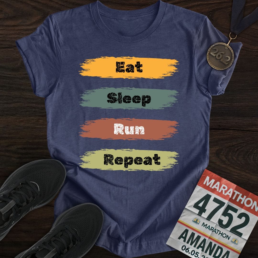 Printify T-Shirt Heather Navy / S Eat Sleep Run Repeat T-Shirt