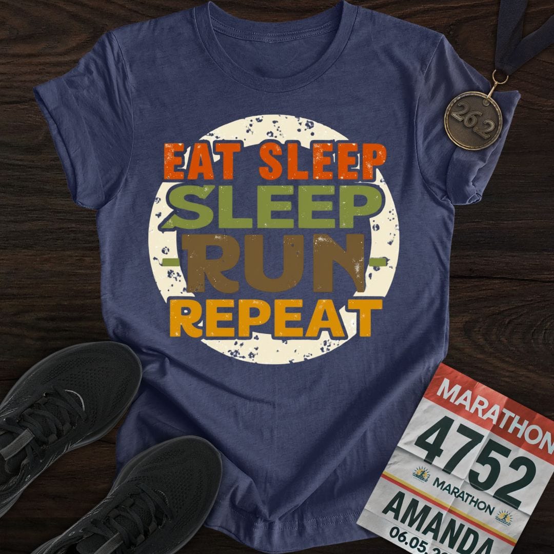 Printify T-Shirt Heather Navy / S Eat Sleep - Sleep Run Repeat T-shirt