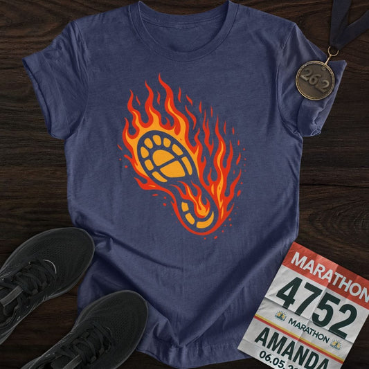 Printify T-Shirt Heather Navy / S Fire Running Shoes T-Shirt