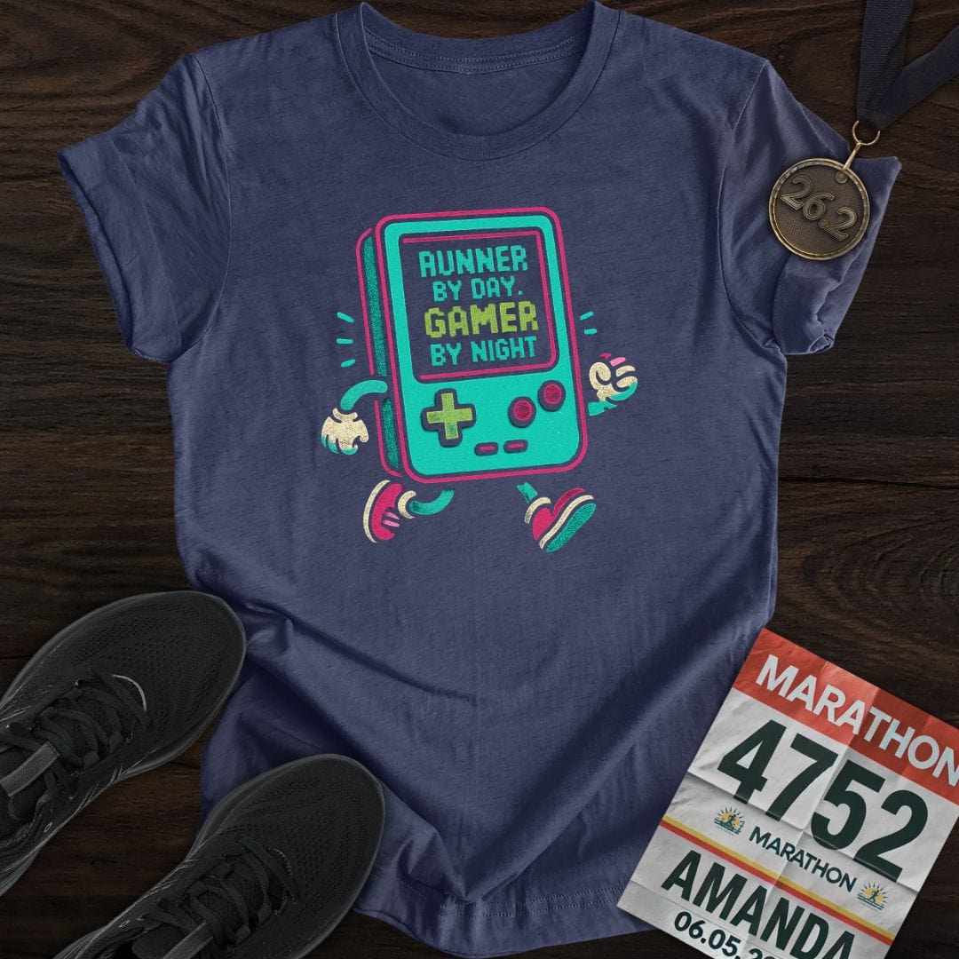 Printify T-Shirt Heather Navy / S Gamer and Runner T-Shirt