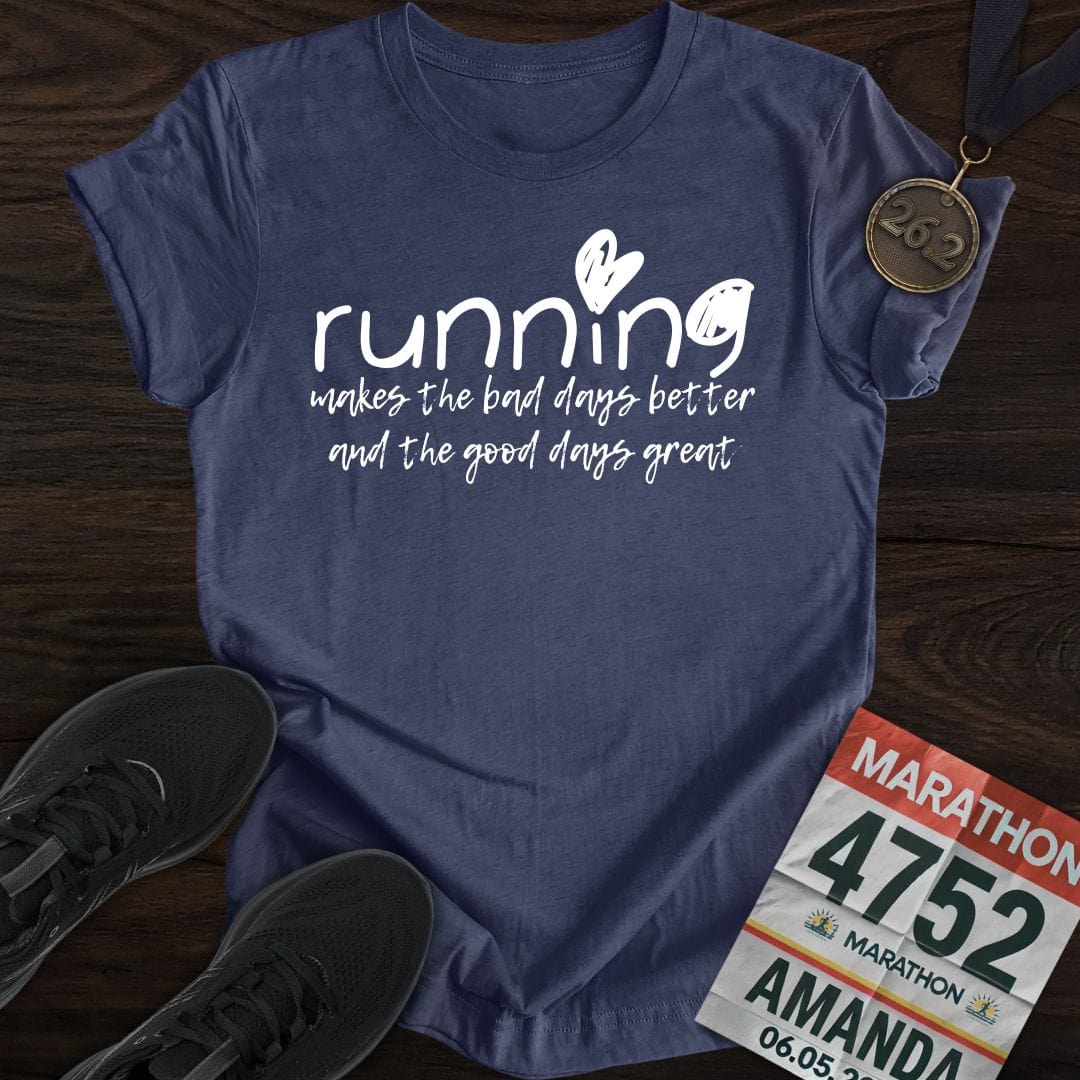 Printify T-Shirt Heather Navy / S Good Days Running T-shirt