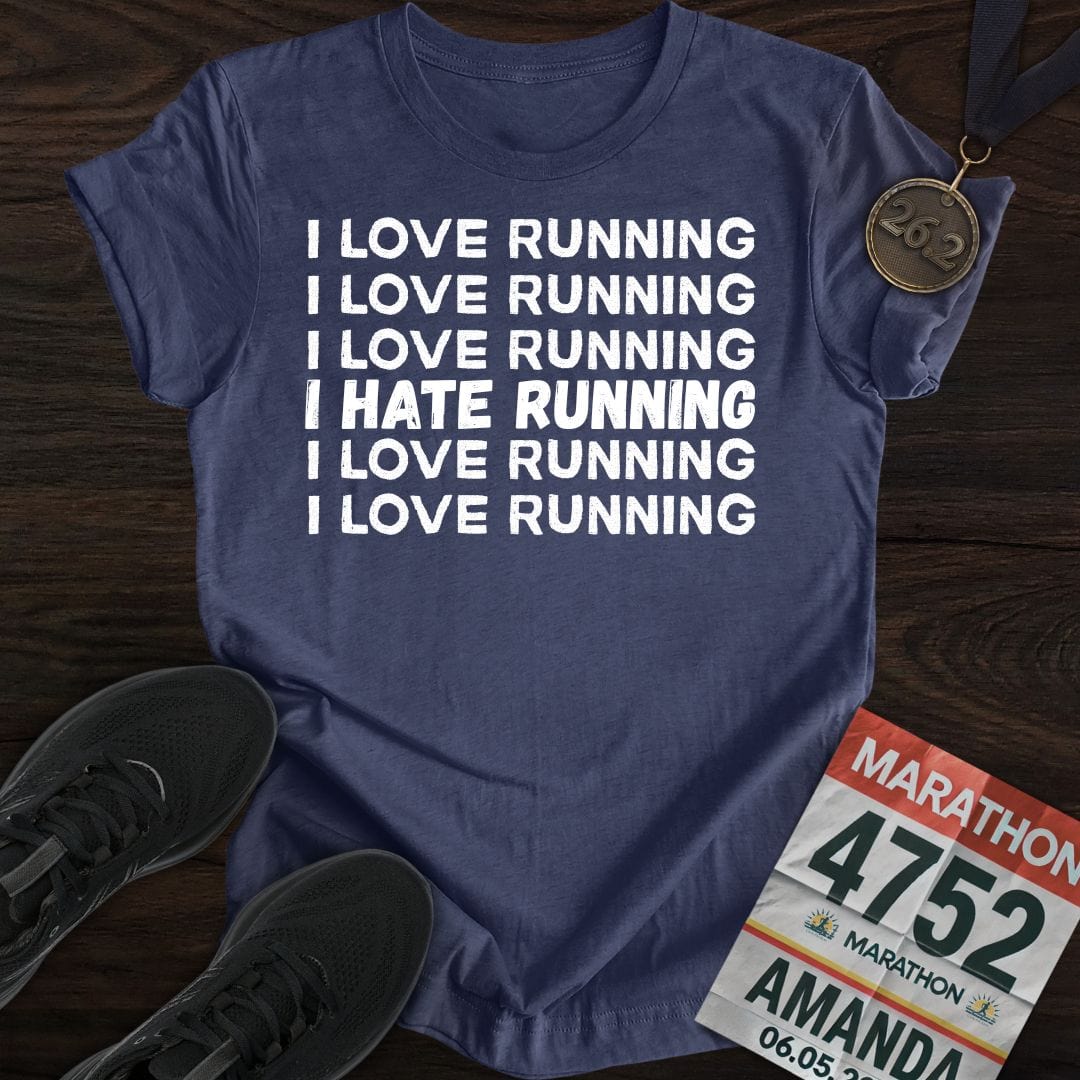 Printify T-Shirt Heather Navy / S I Love Running T-Shirt