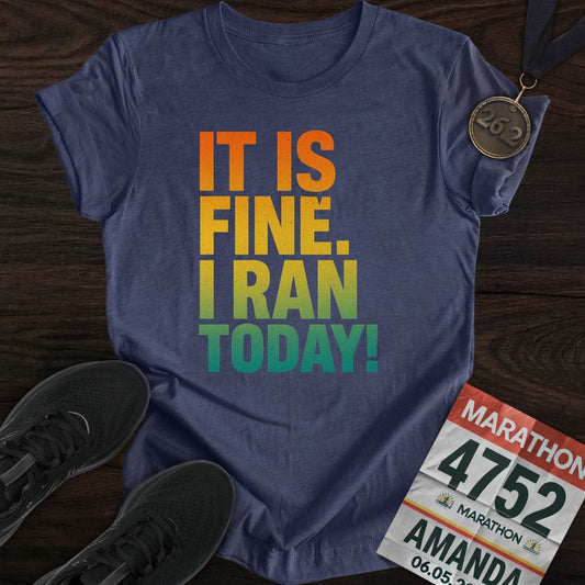 Printify T-Shirt Heather Navy / S I Ran Today -2- T-Shirt