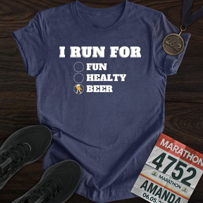 Printify T-Shirt Heather Navy / S I Run for Beer T-Shirt