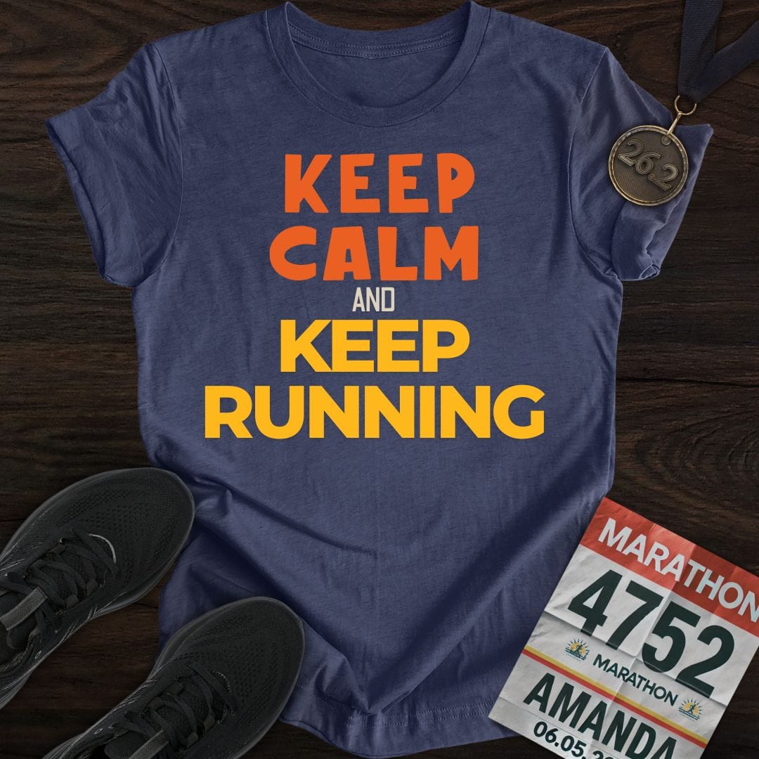 Printify T-Shirt Heather Navy / S Keep Calm And Keep Running T-shirt