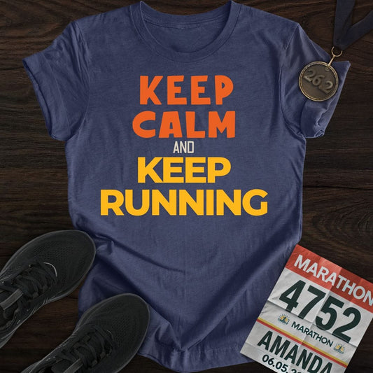 Printify T-Shirt Heather Navy / S Keep Calm And Keep Running T-shirt