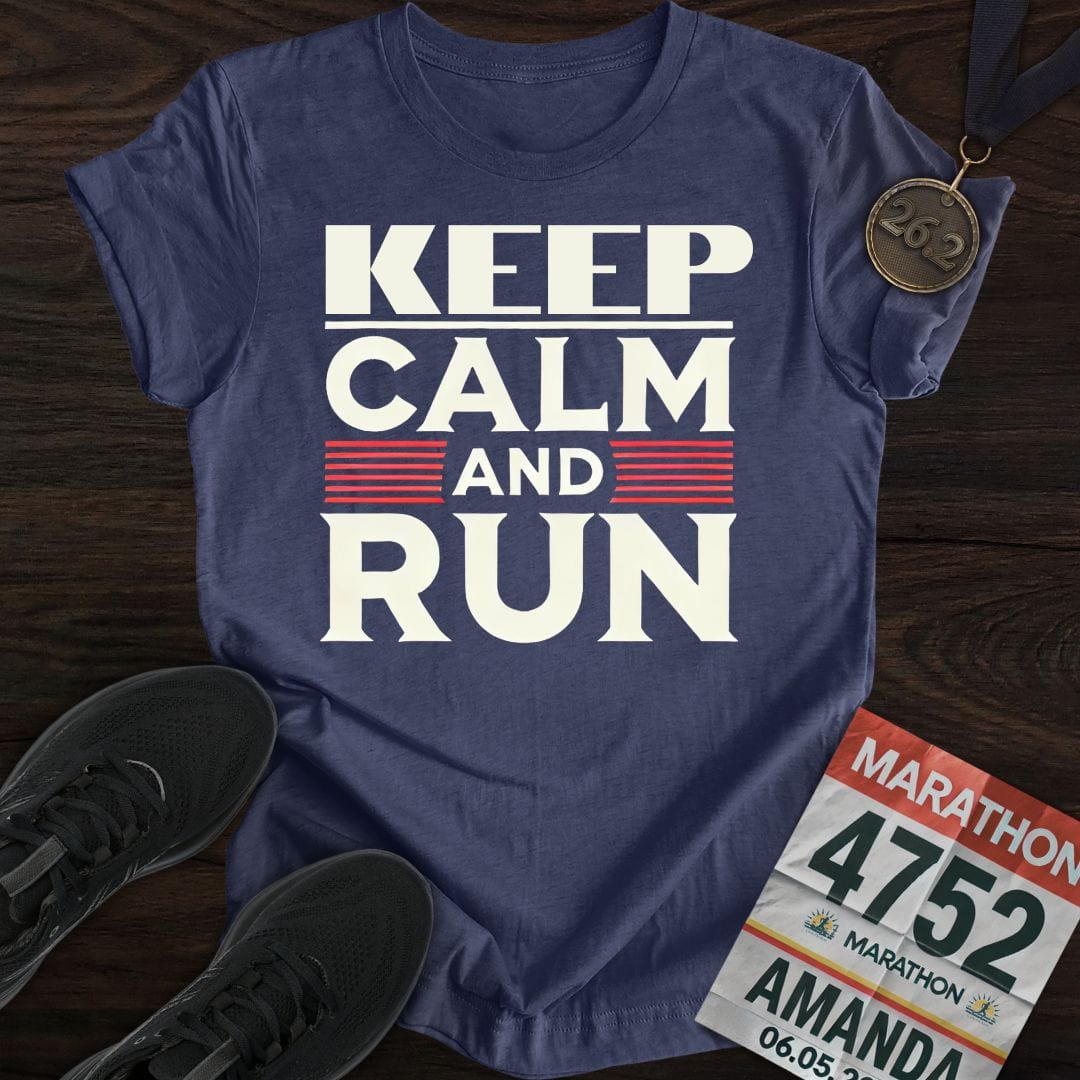 Printify T-Shirt Heather Navy / S Keep Calm and Run T-shirt