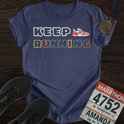 Printify T-Shirt Heather Navy / S Keep Running T-Shirt
