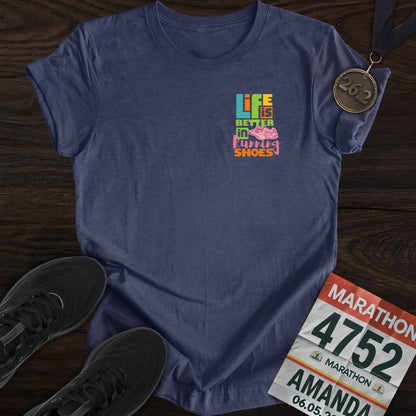 Printify T-Shirt Heather Navy / S Life Is Better In Running Shoes T-shirt