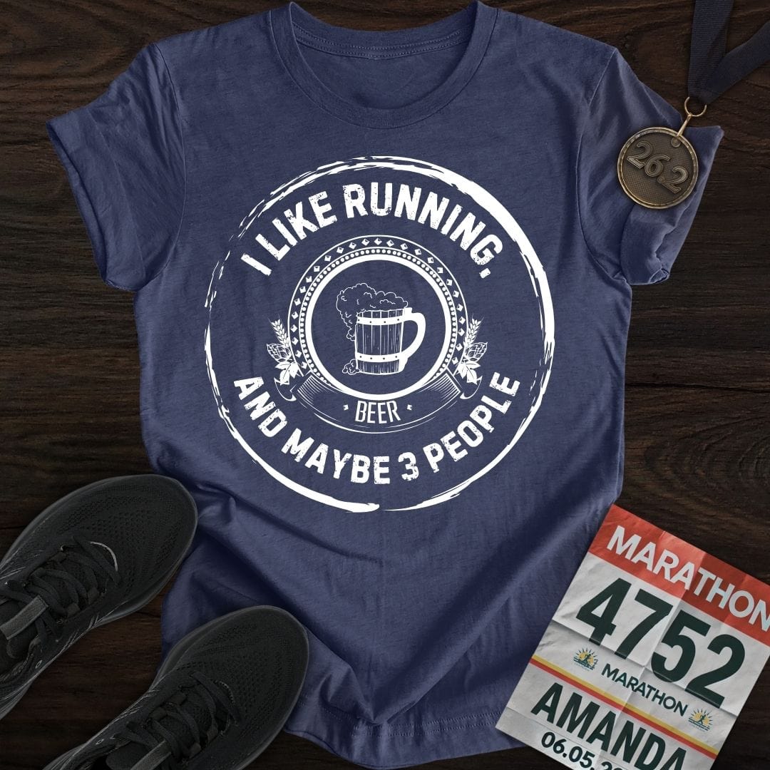 Printify T-Shirt Heather Navy / S Like Running and Beer T-shirt