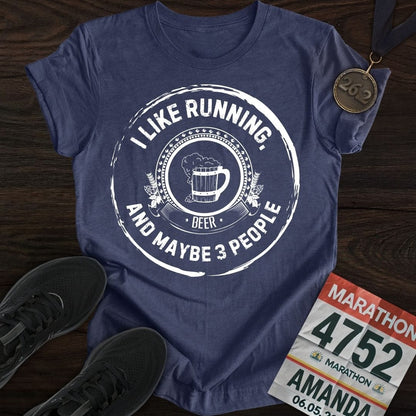 Printify T-Shirt Heather Navy / S Like Running and Beer T-shirt