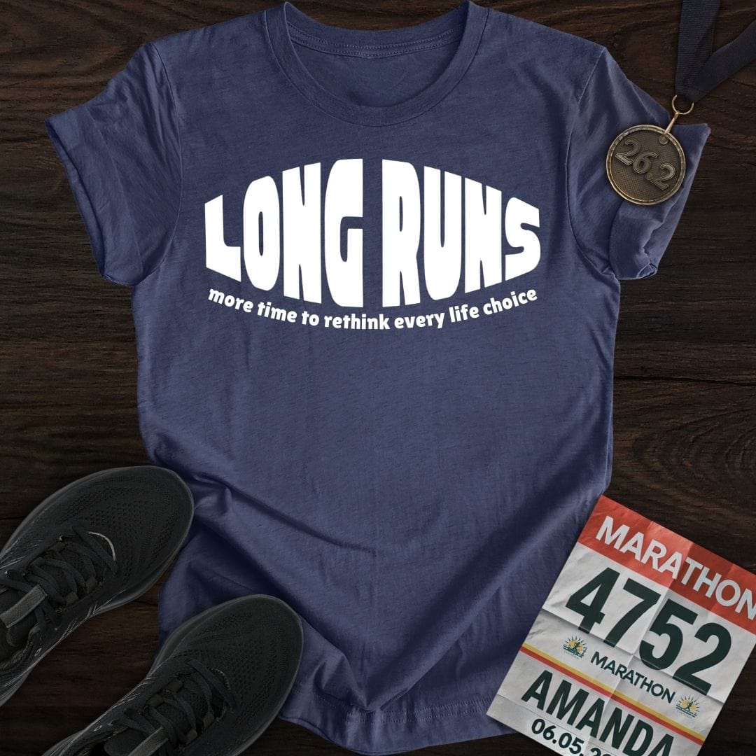 Printify T-Shirt Heather Navy / S Long Runs T-shirt