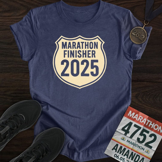 Printify T-Shirt Heather Navy / S Marathon Finisher 2025 T-Shirt
