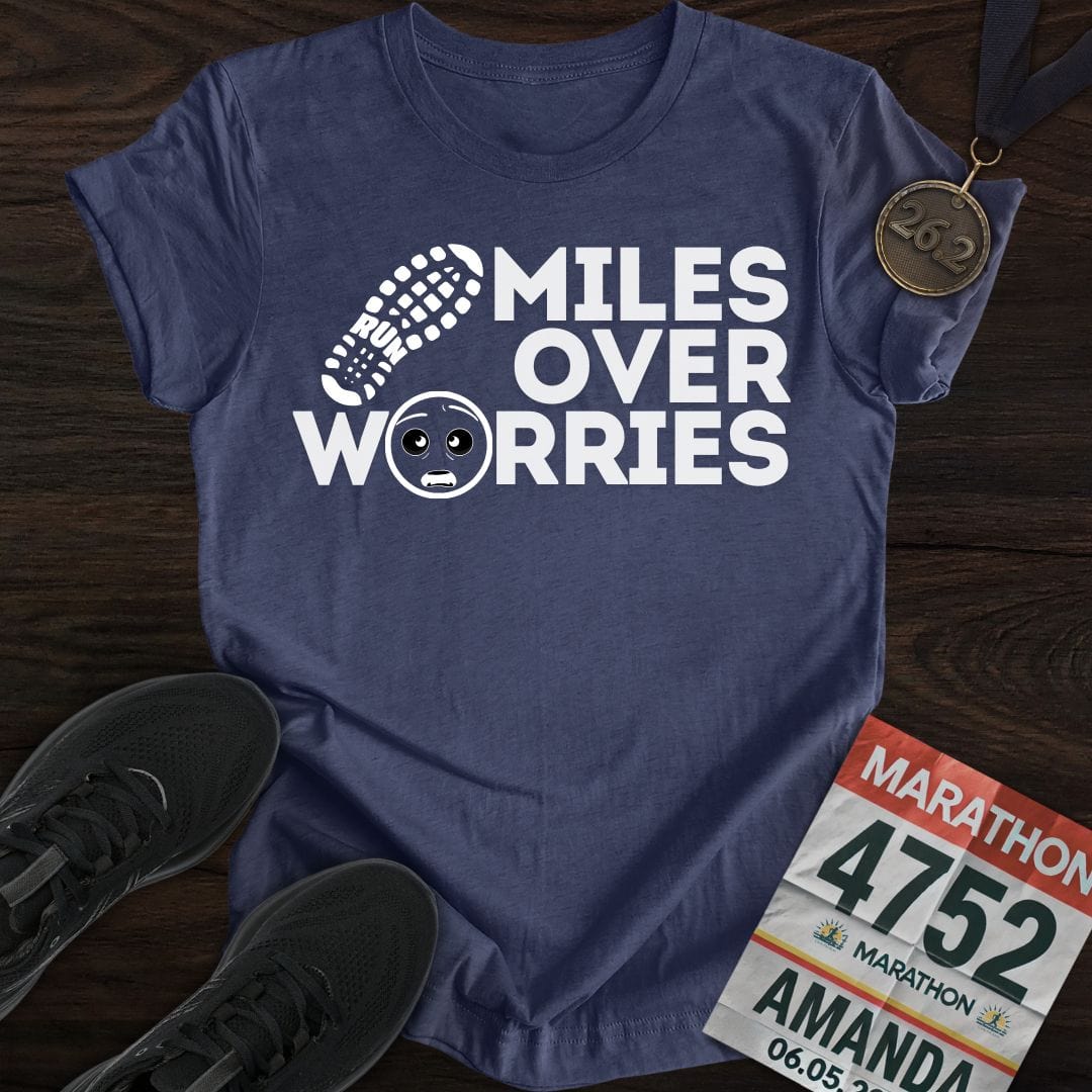 Printify T-Shirt Heather Navy / S Miles Over Worries