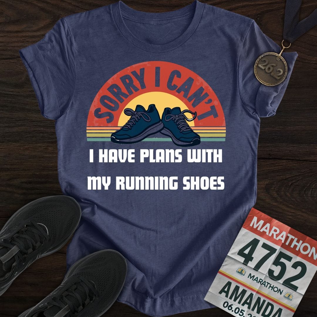 Printify T-Shirt Heather Navy / S Plans With Running Shoes T-shirt