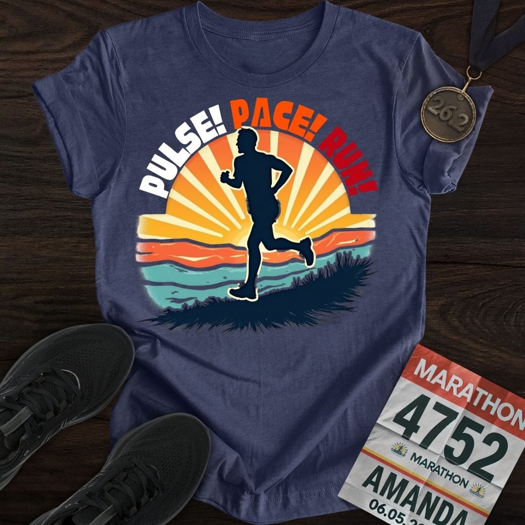 Printify T-Shirt Heather Navy / S Pulse! Pace! Run! T-shirt