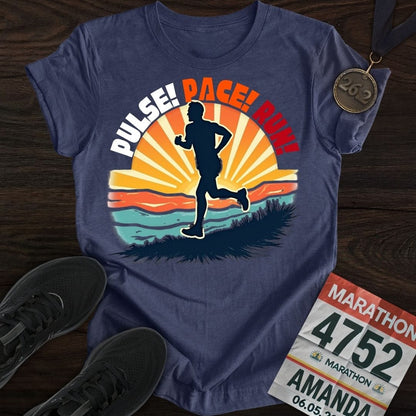 Printify T-Shirt Heather Navy / S Pulse! Pace! Run! T-shirt