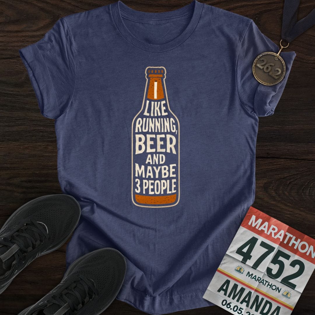 Printify T-Shirt Heather Navy / S Run And Beer T-Shirt
