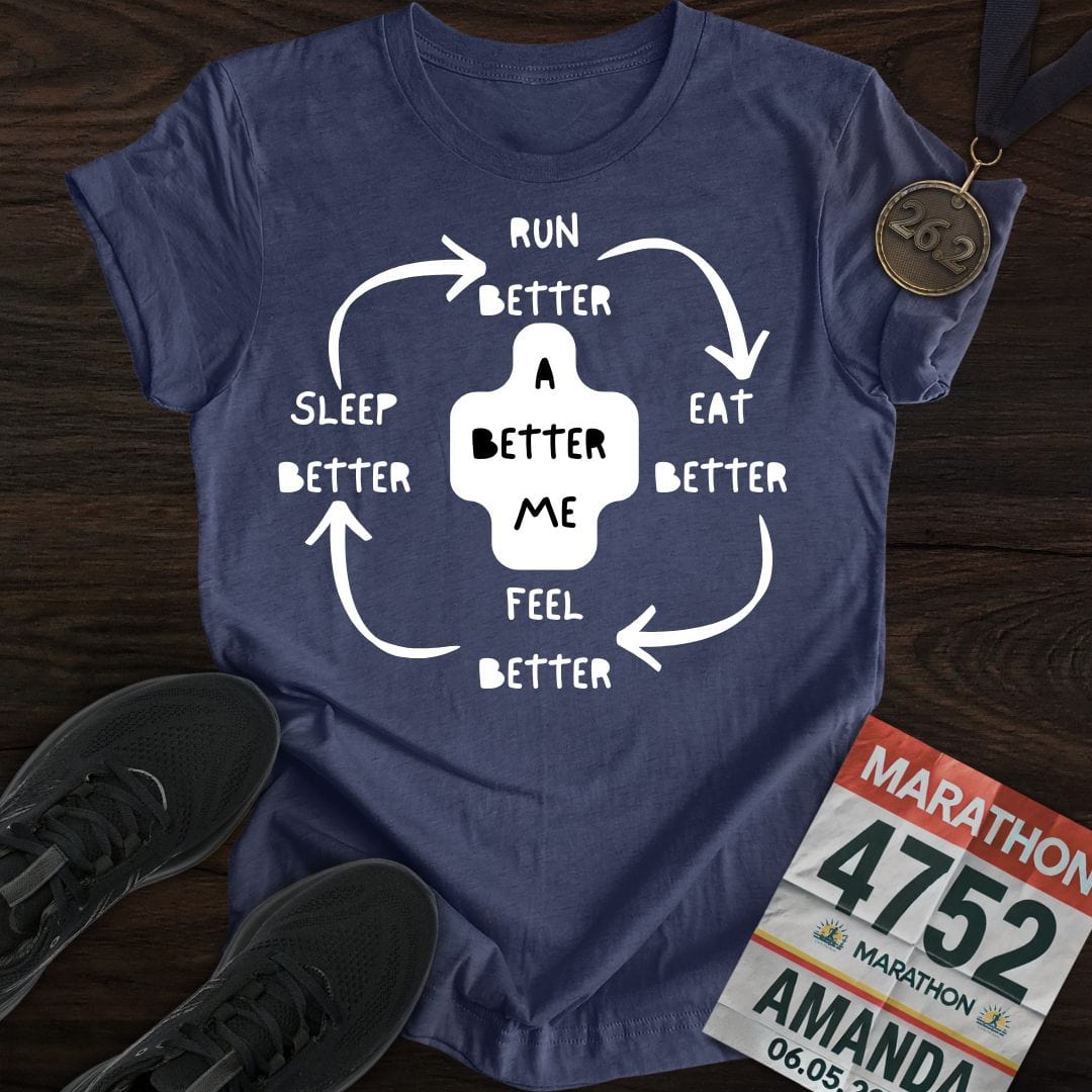 Printify T-Shirt Heather Navy / S Run Better Feel Better T-shirt