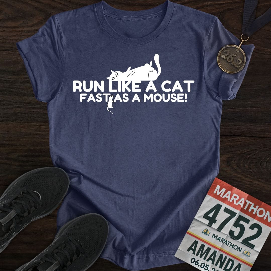 Printify T-Shirt Heather Navy / S Run Like A Cat T-shirt