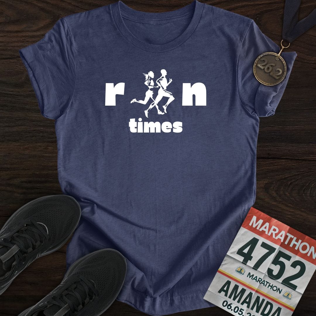Printify T-Shirt Heather Navy / S Run Times T-shirt