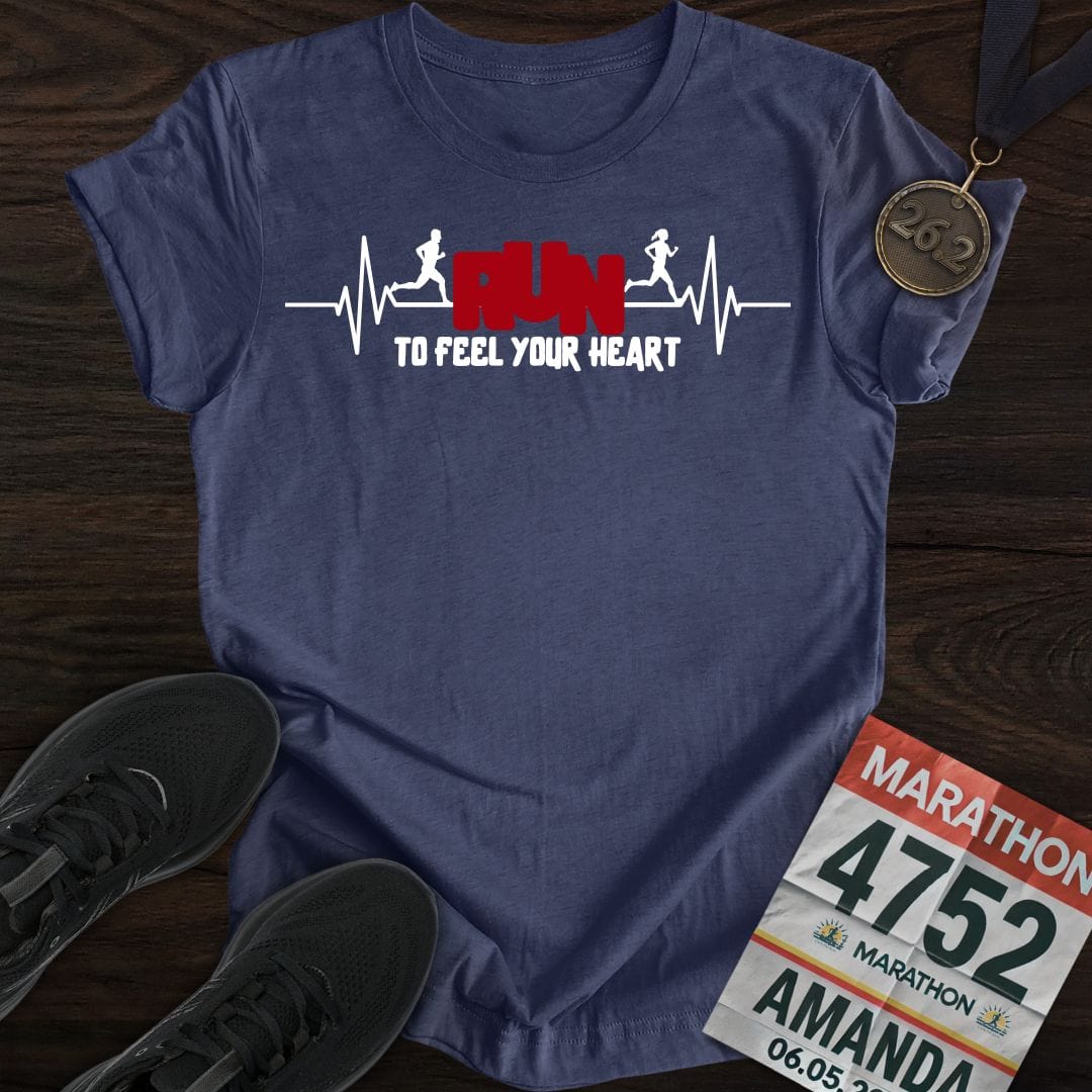 Printify T-Shirt Heather Navy / S Run to Feel Your Heart T-shirt
