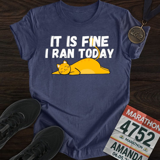 Printify T-Shirt Heather Navy / S Run Today - Like A Cat T-shirt