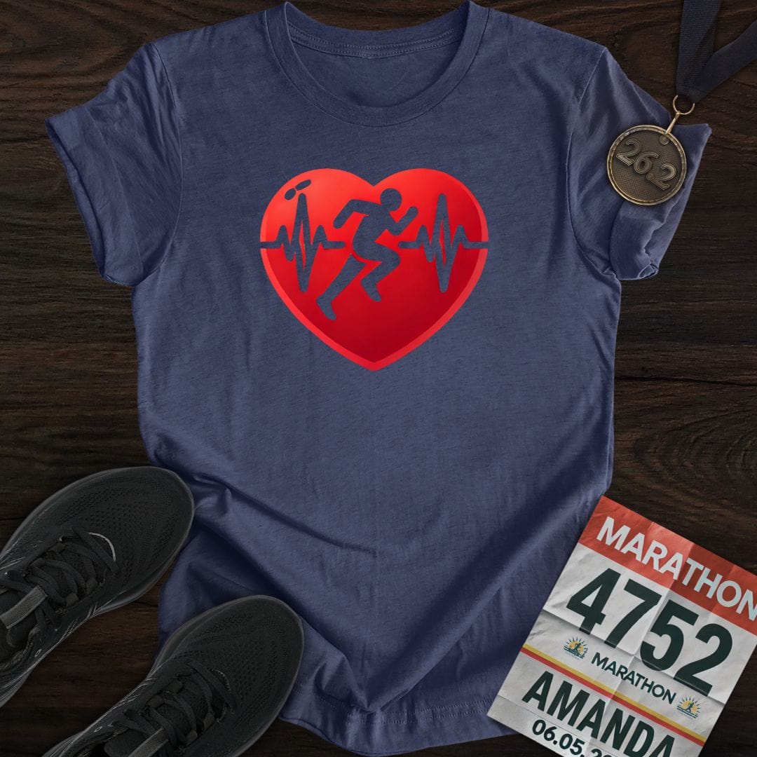 Printify T-Shirt Heather Navy / S Run with Heart T-shirt