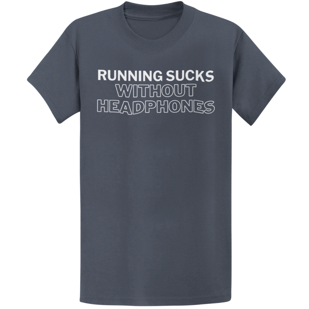 Printify T-Shirt Heather Navy / S Run Without Headphones T-Shirt