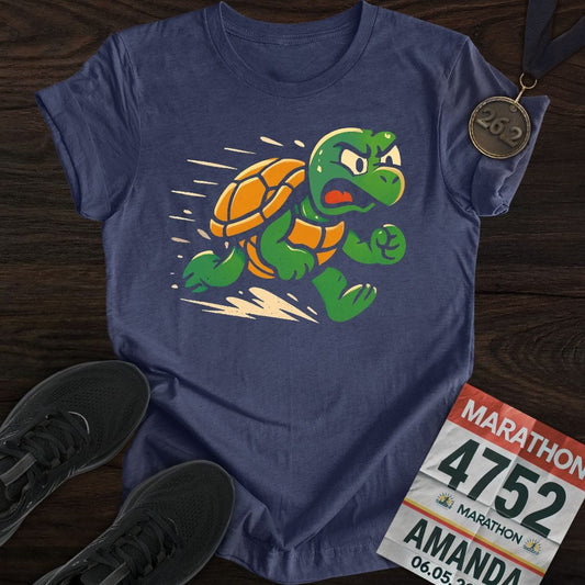 Printify T-Shirt Heather Navy / S Runner Turtle T-Shirt