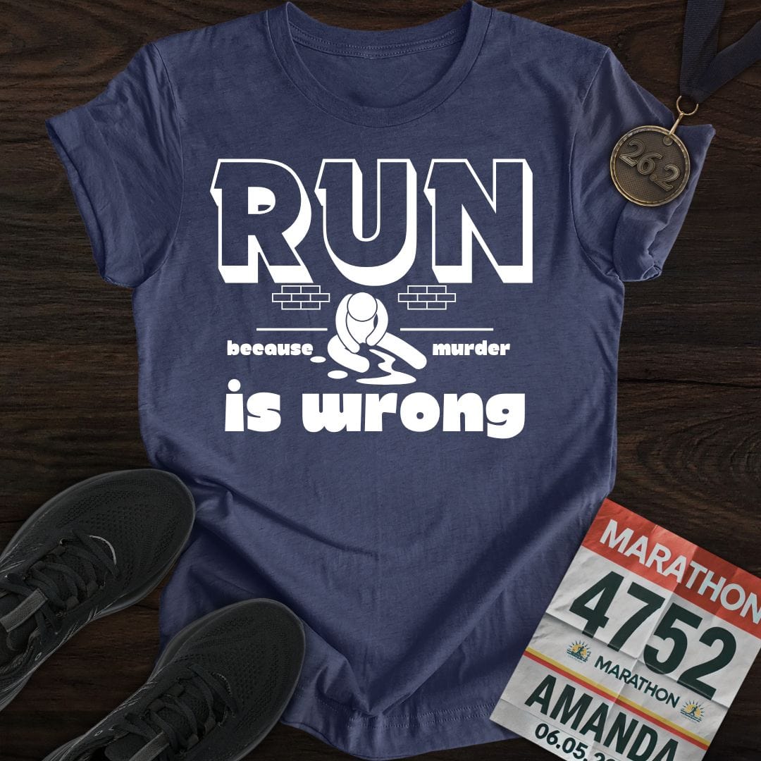 Printify T-Shirt Heather Navy / S Running or Murder T-shirt