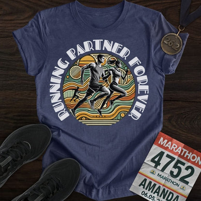 Printify T-Shirt Heather Navy / S Running Partner Forever T-Shirt
