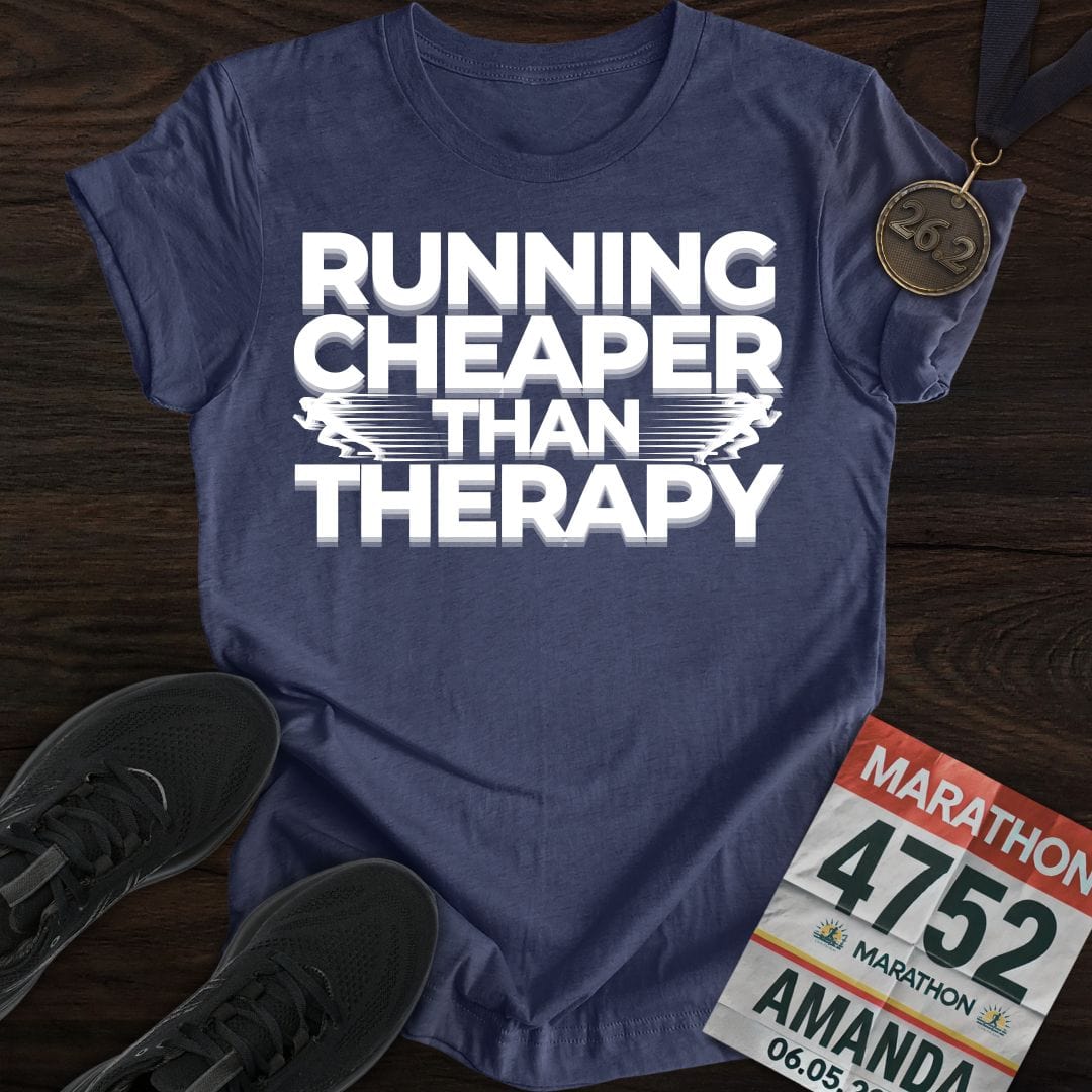 Printify T-Shirt Heather Navy / S Running Therapy T-shirt