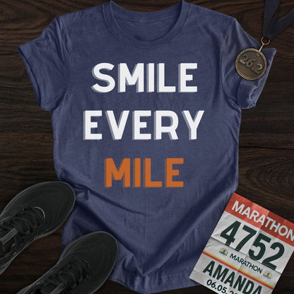 Printify T-Shirt Heather Navy / S Smile Every Mile T-Shirt