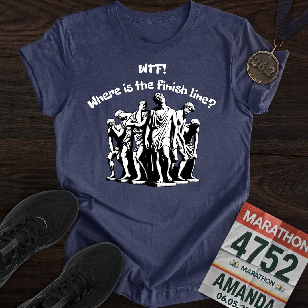 Printify T-Shirt Heather Navy / S Where is The Finish Line? T-Shirt