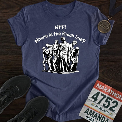 Printify T-Shirt Heather Navy / S Where is The Finish Line? T-Shirt