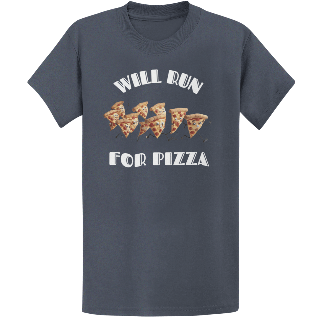 Printify T-Shirt Heather Navy / S Will Run For Pizza T-Shirt