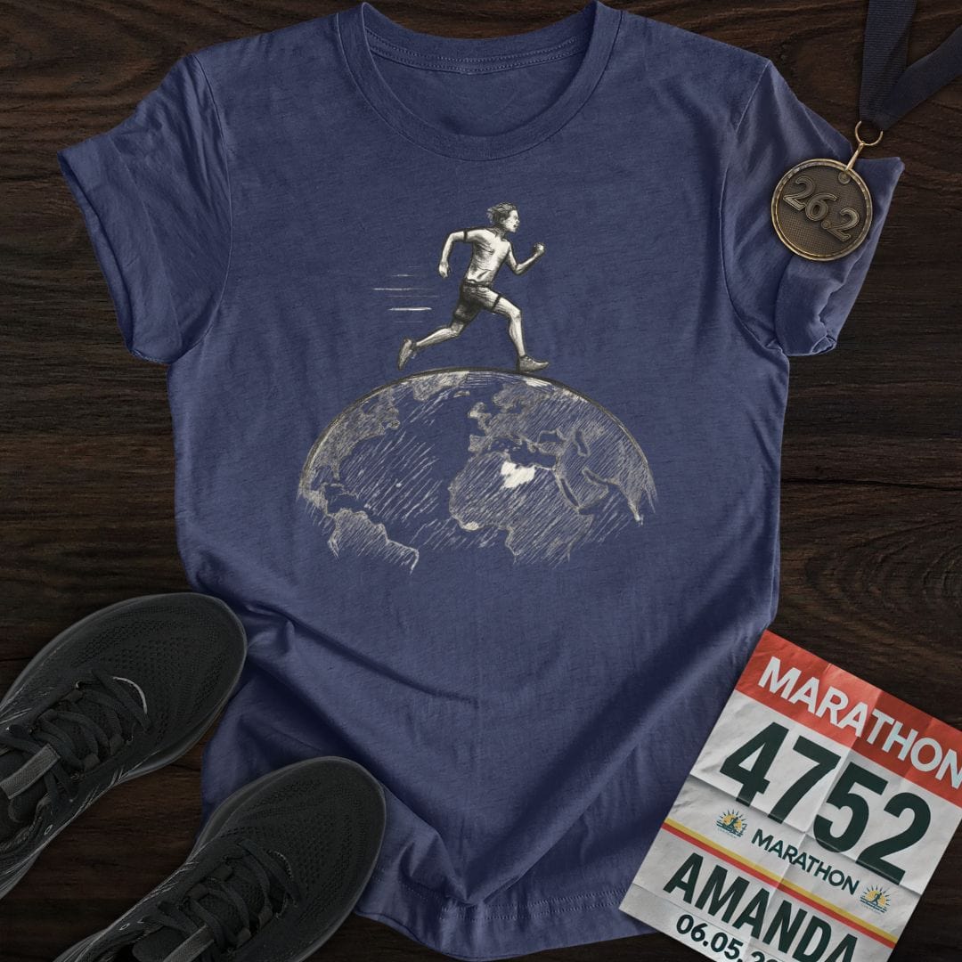 Printify T-Shirt Heather Navy / S World Runner T-Shirt