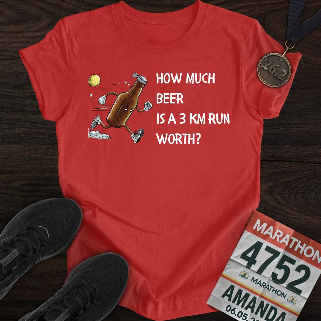 Printify T-Shirt Heather Red / S Drink Beer Run 3KM T-Shirt