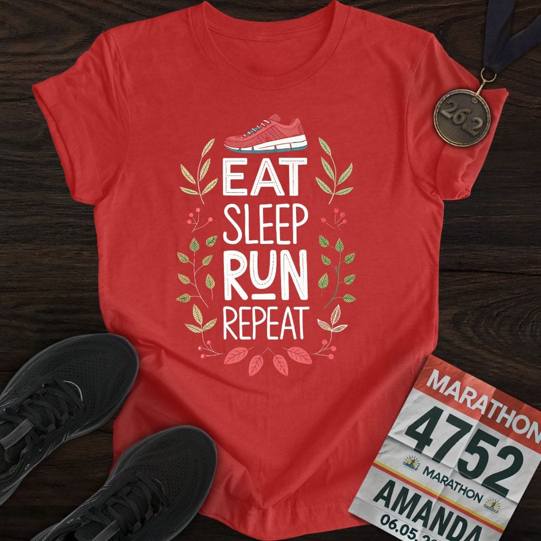 Printify T-Shirt Heather Red / S Eat Sleep Run Repeat -2- T-shirt
